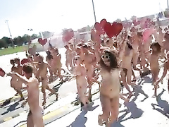 Nudist sprint and celebration on Valentine’s Day