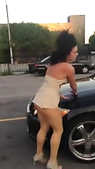 Trashy white girls fight hard in a parking lot