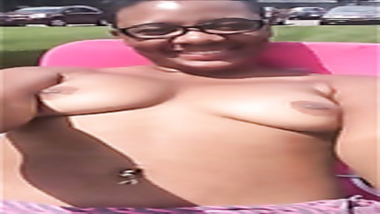Black woman shares her breasts in a selfie clip
