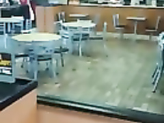 Sexiest coeds do the pussy licking in the fast food restaurant