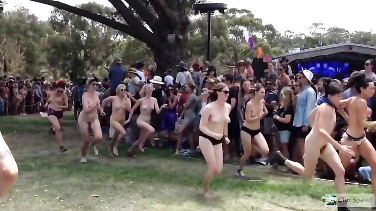 Popular nudist race footage in slow motion