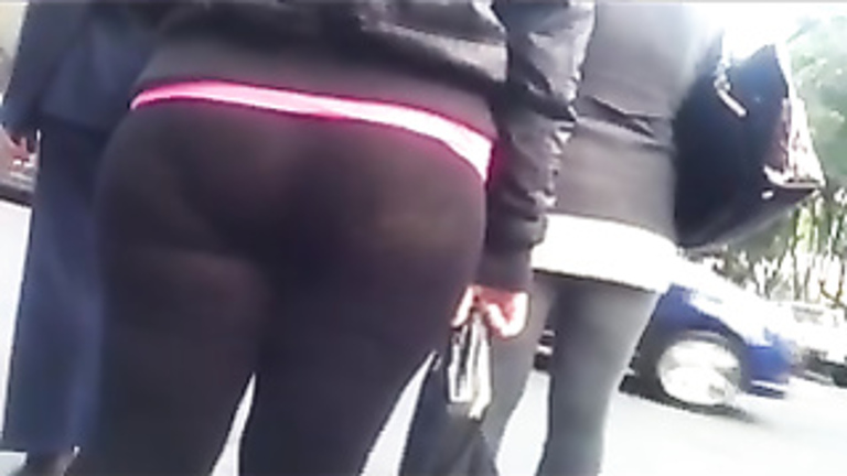 Fat ass looks lovely in skintight black spandex