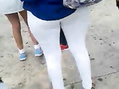 Big booty babe filmed on the street by voyeur