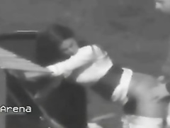 Parking lot shagging caught by a security camera