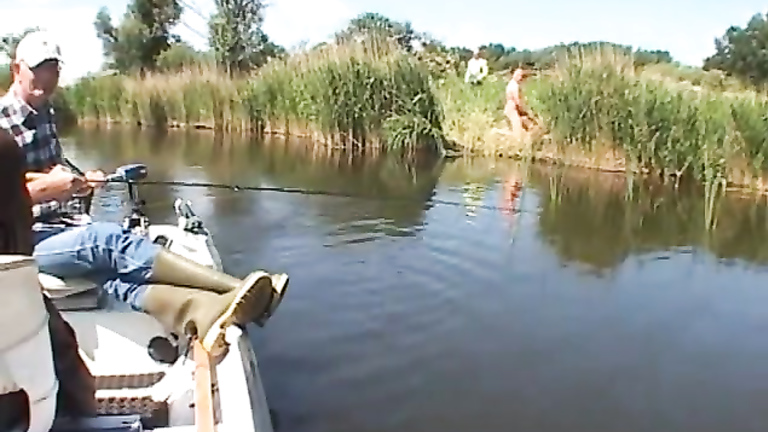 Fisherman tapes nudist swingers copulating in the bushes